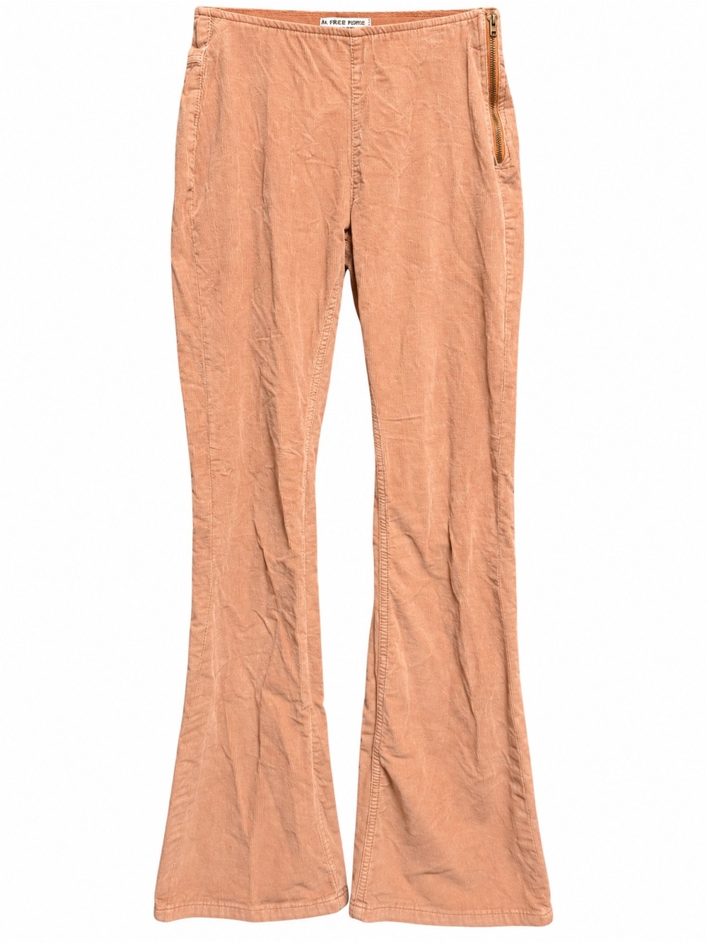 We The Free Free People Corduroy Flare Pants Size 27 Rust Tan Side Zip Boho